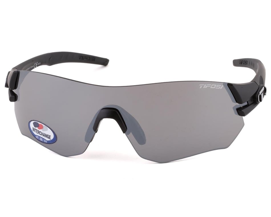 Tifosi Tsali Sunglasses (Matte Black) (Smoke, AC Red & Clear Lenses)