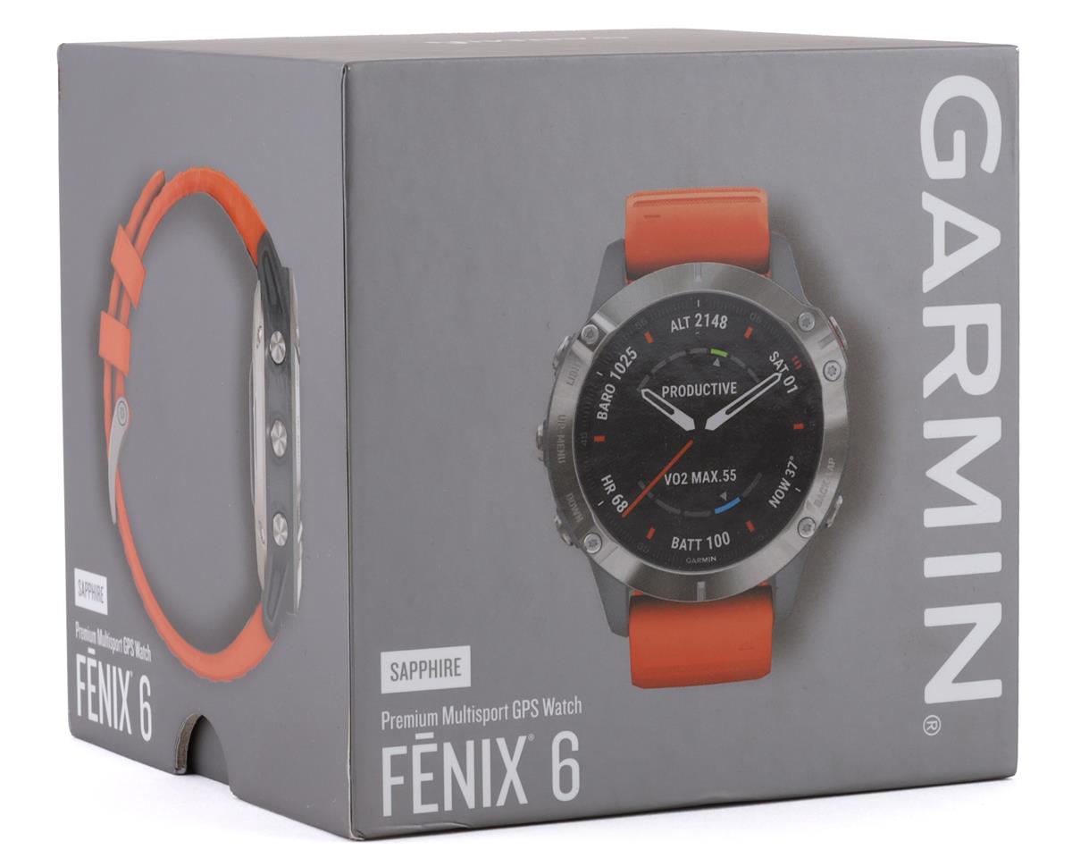 Garmin Fenix 6 Sapphire (Ti Gray w/ Orange Fenix 6 Quick Fit Wristband)