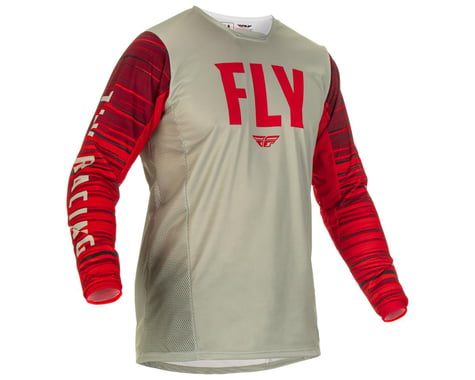 Fly Racing Kinetic Wave Jersey (Light Grey/Red) (XL)