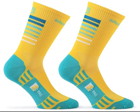 Giordana FR-C Tall Stripes Socks (Yellow/Sea Green) (L)