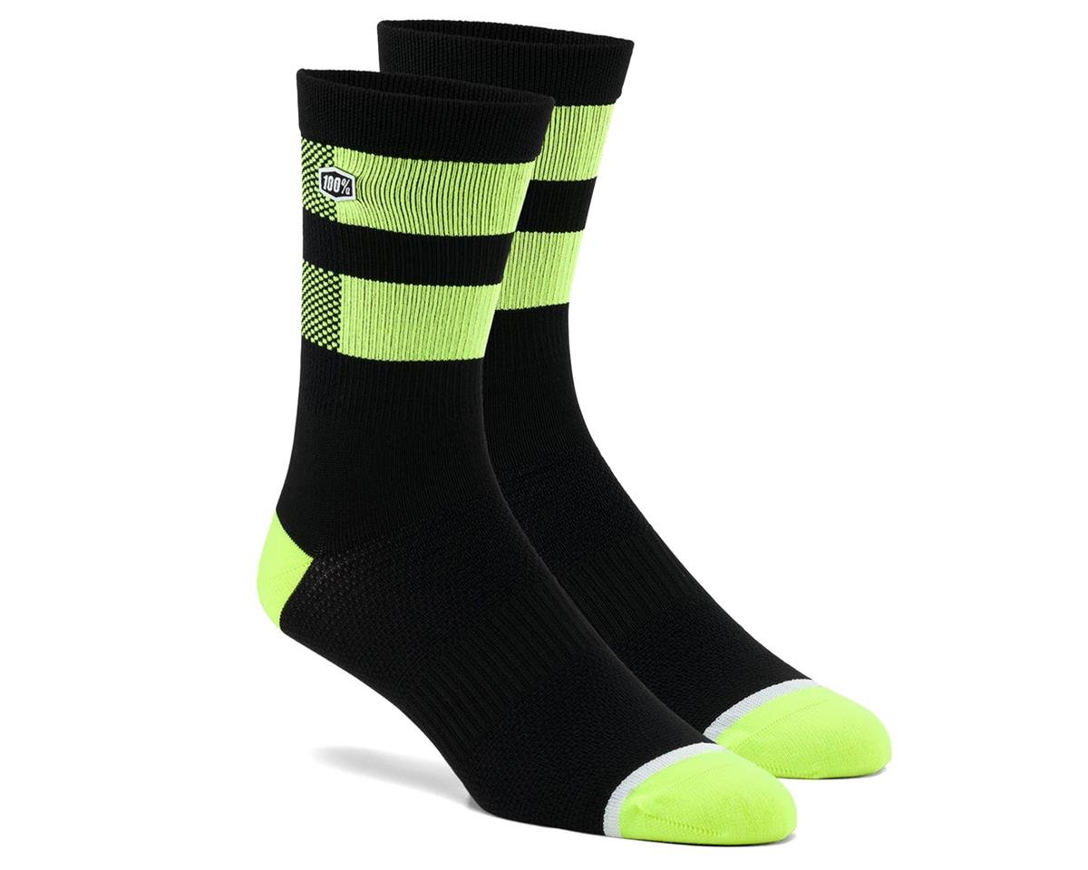 100% Flow Socks (Black/Fluo Yellow) (L/XL) - 24005-490-18