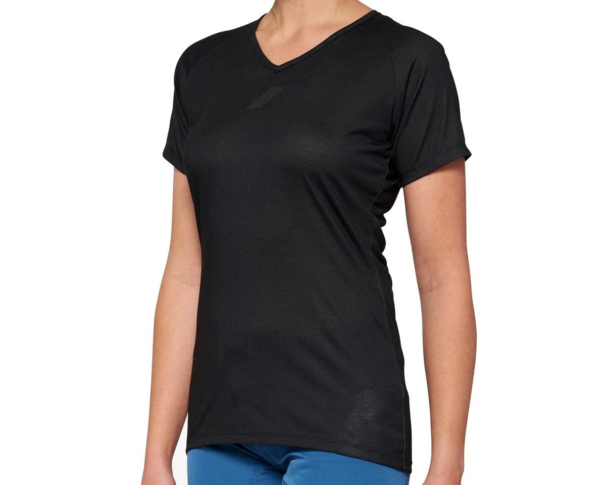 100% Women's Airmatic Short Sleeve Jersey (Black) (L) - 40015-00002