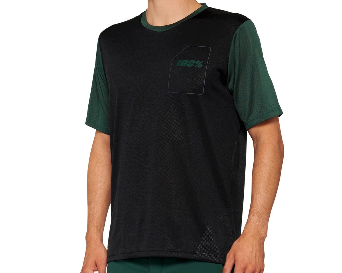 100% Men's Ridecamp Short Sleeve Jersey (Black/Forest Green) (XL) - 40027-00003