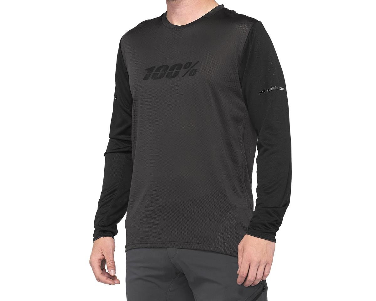 100% Ridecamp Men's Long Sleeve Jersey (Black/Charcoal) (XL)