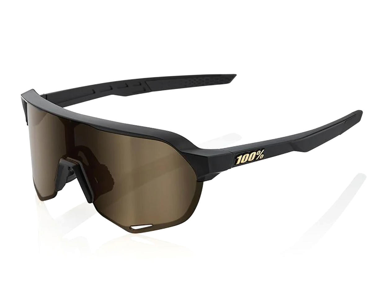 100% S2 Sunglasses (Matte Black) (Soft Gold Mirror Lens) - 60006-00003