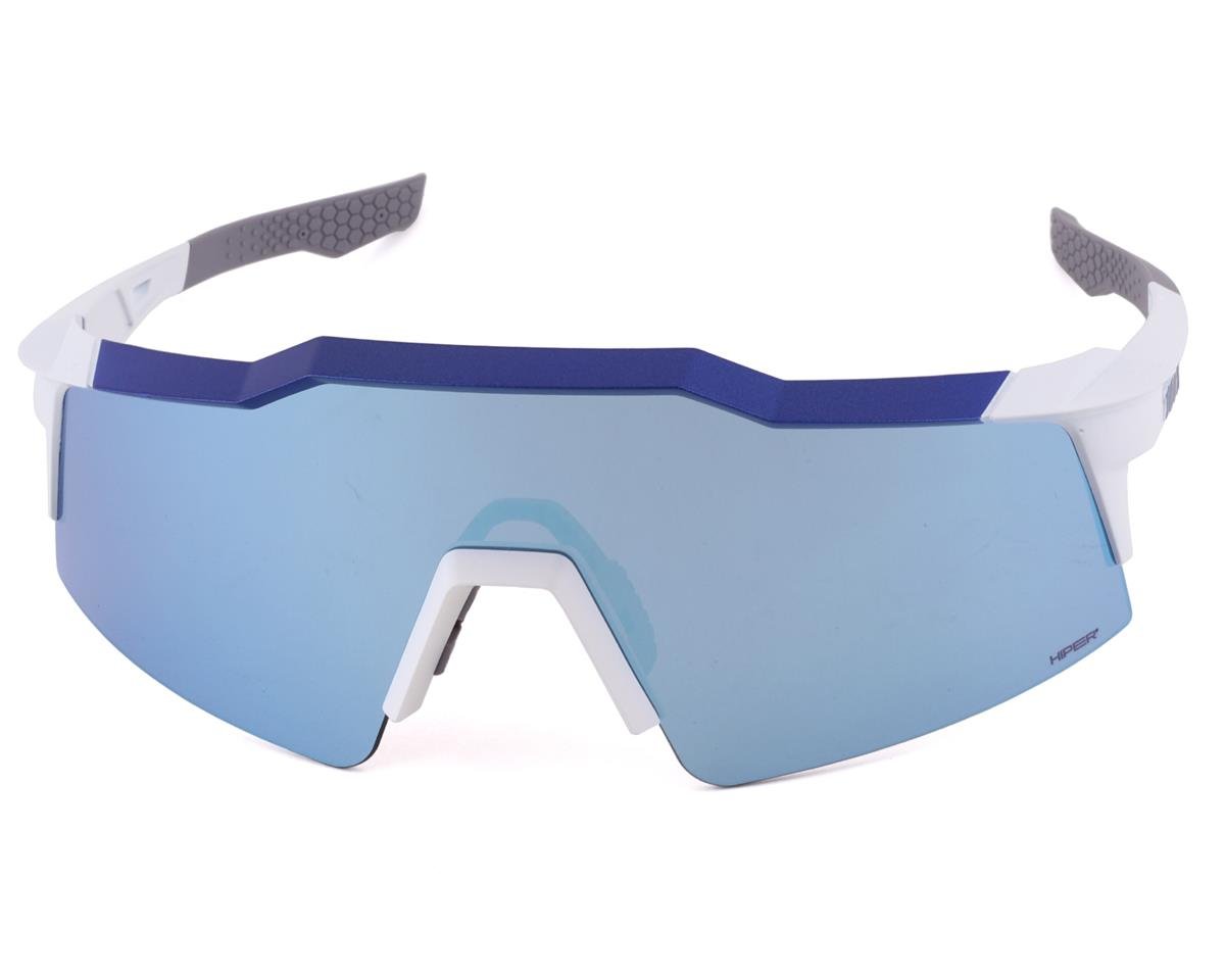 100% Speedcraft SL Sunglasses (Matte White/Metallic Blue) (HiPER Blue Multilayer Mirror Lens)