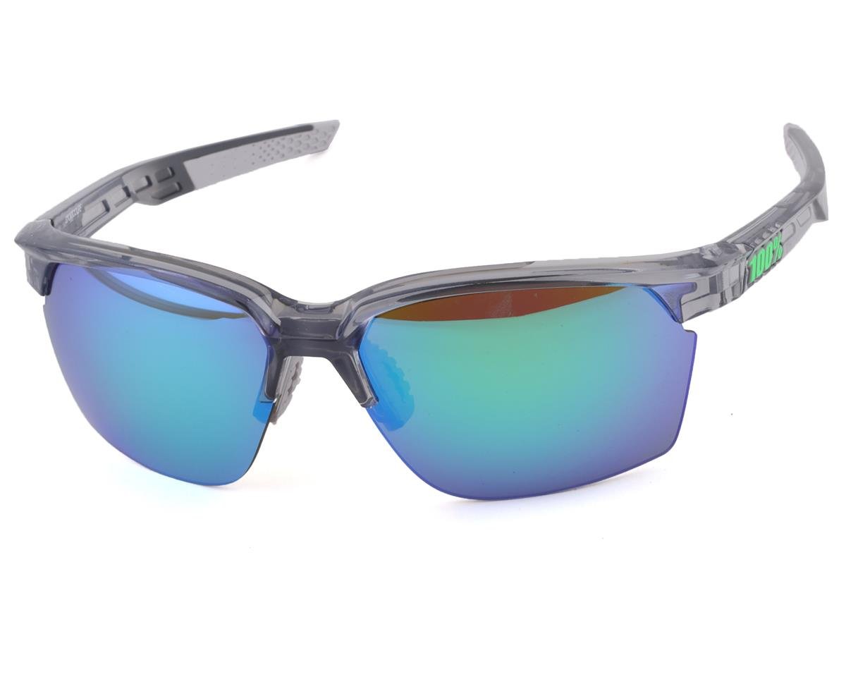 100% Sportcoupe Sunglasses (Polished Translucent Crystal Grey) (Green Multilayer Mirror)
