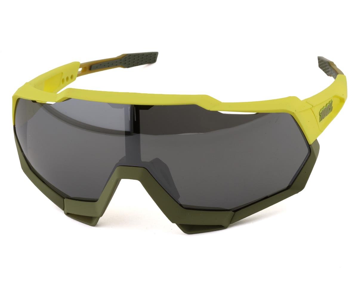 100% Speedtrap Sunglasses (Soft Tact Banana) (Black Mirror Lens) - 61023-004-61