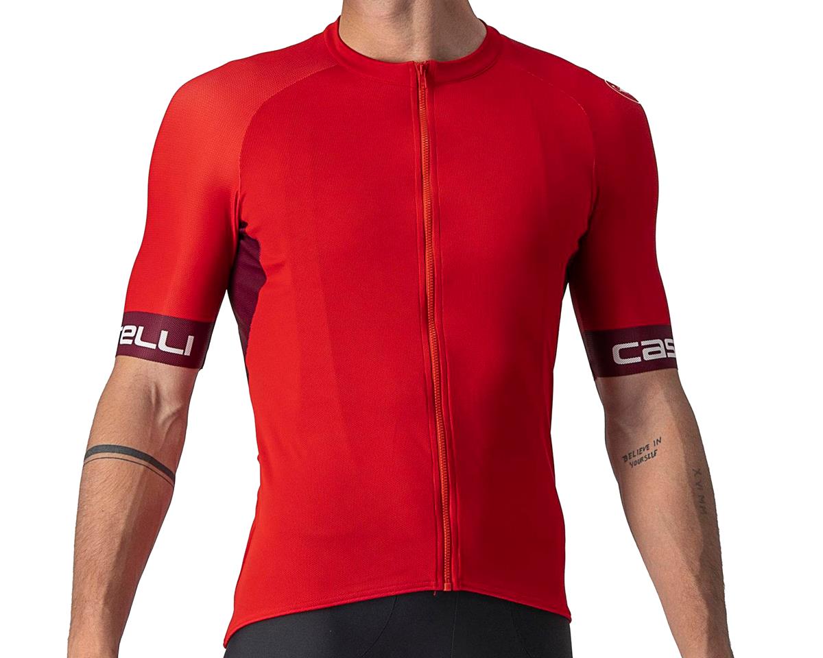 aanvulling zijn Infecteren Castelli Entrata VI Short Sleeve Jersey (Red/Bordeaux-Ivory) (S) -  Performance Bicycle