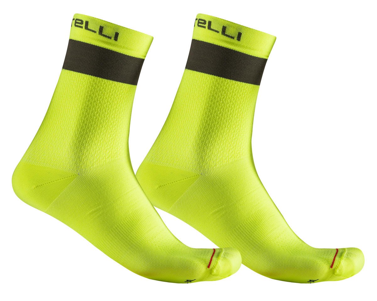 Castelli Elements 15 Socks (Electric Lime/Deep Green) (L/XL)
