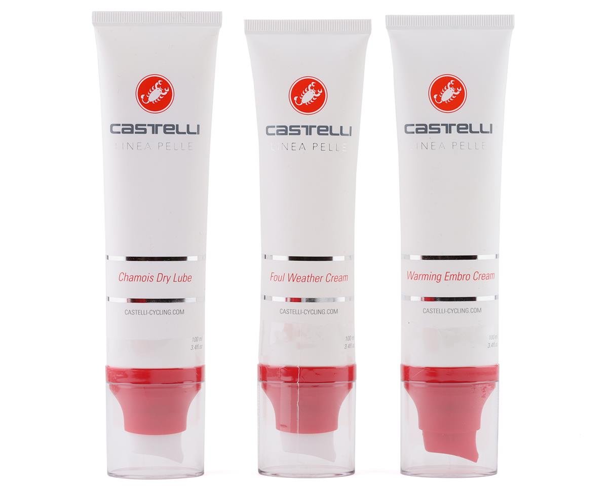Castelli Skin Care Combo (3 Pack) (100ml) (Chamois Dry Lube, Foul Weather, Warming Embro Cream)