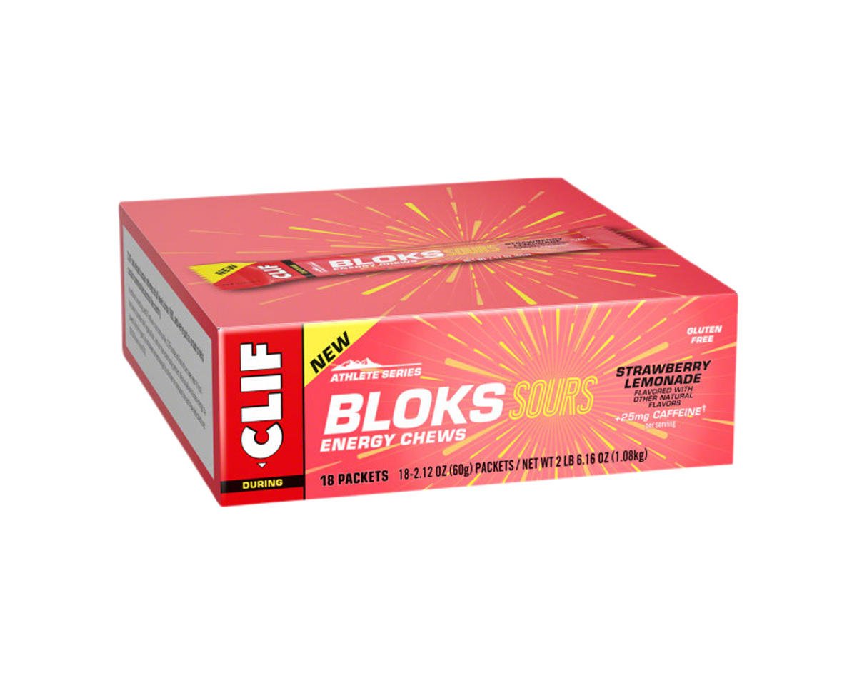 Clif Bar Shot Bloks Energy Chews (Sour Strawberry Lemonade) (18 | 2.1oz Packets) (w/ Caffeine)