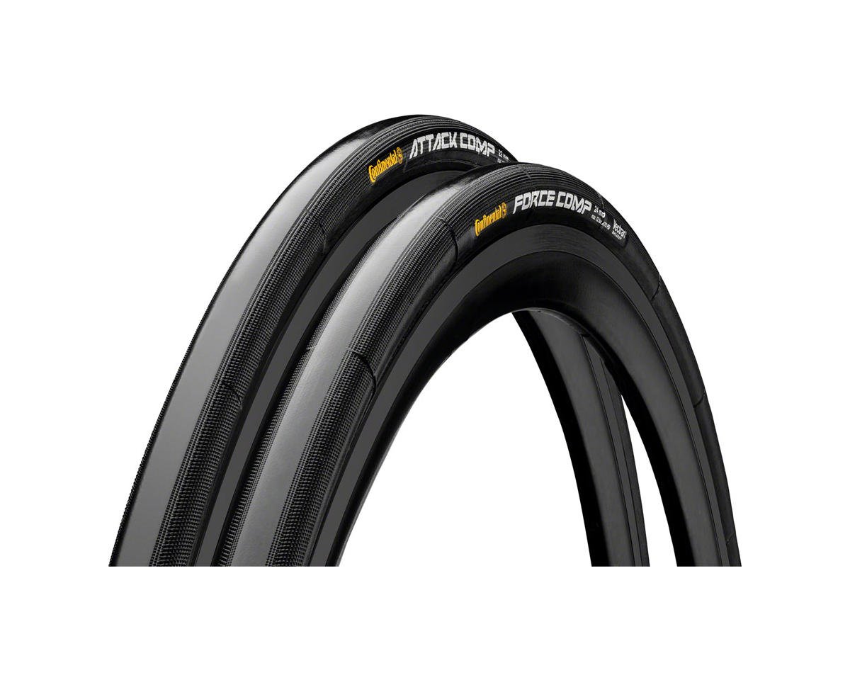 Continental Attack Comp/Force Tubular Road Tire Combo (Black) (700c) (22mm + 24mm) (BlackChili)