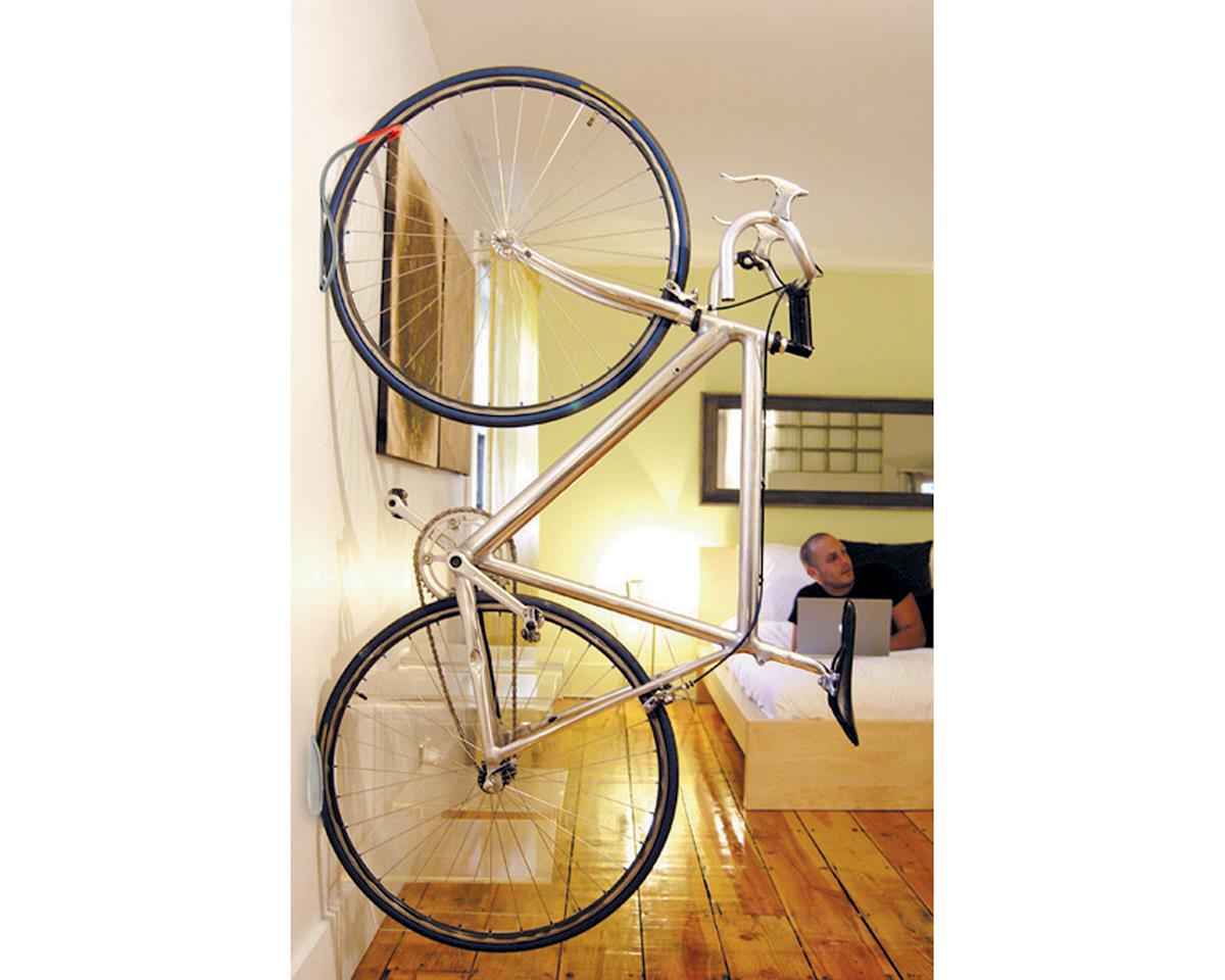 Delta Leonardo Wall Storage Bike Rack (Silver/Red) (w/ Wheel Tray) (1 Bike)