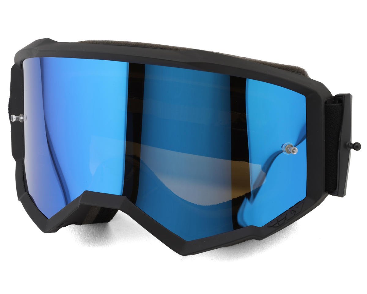 Fly Racing Zone Goggles (Black/Black) (Sky Blue Mirror/Smoke Lens)