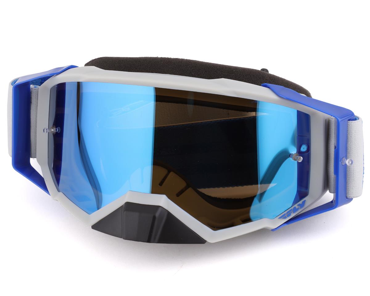 Black/Blue W/Sky Blue Mirror/Smoke Lens Fly Racing Youth Zone Goggles 