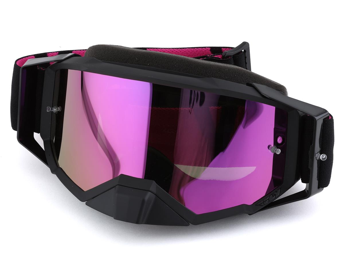 Fly Racing Zone Pro Goggles (Black/Pink) (Pink Mirror/Smoke Lens) (w/ Post) - 37-51901