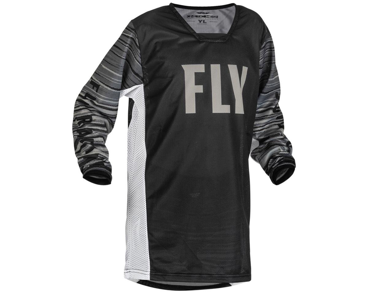 Fly Racing Youth Kinetic Mesh Jersey (Black/White/Grey) (Youth M) - 376-330YM