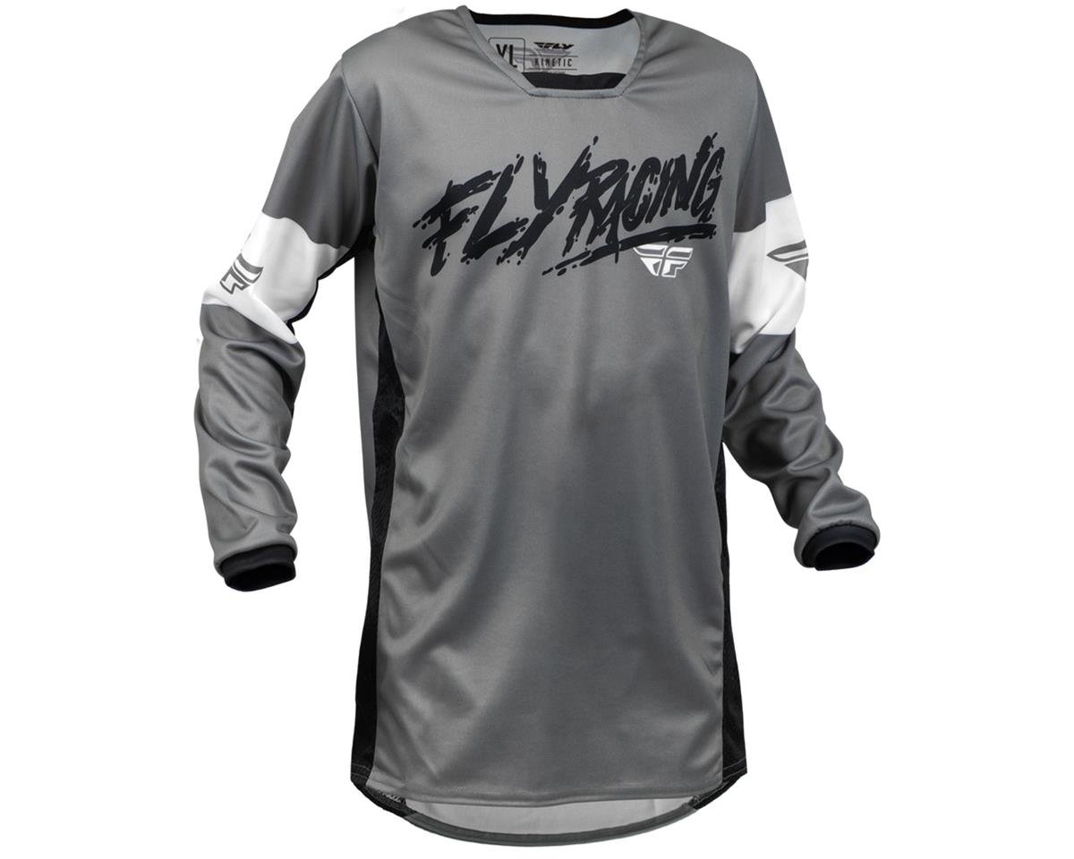 Fly Racing Youth Kinetic Khaos Jersey (Grey/Black/White) (Youth M) - 376-421YM