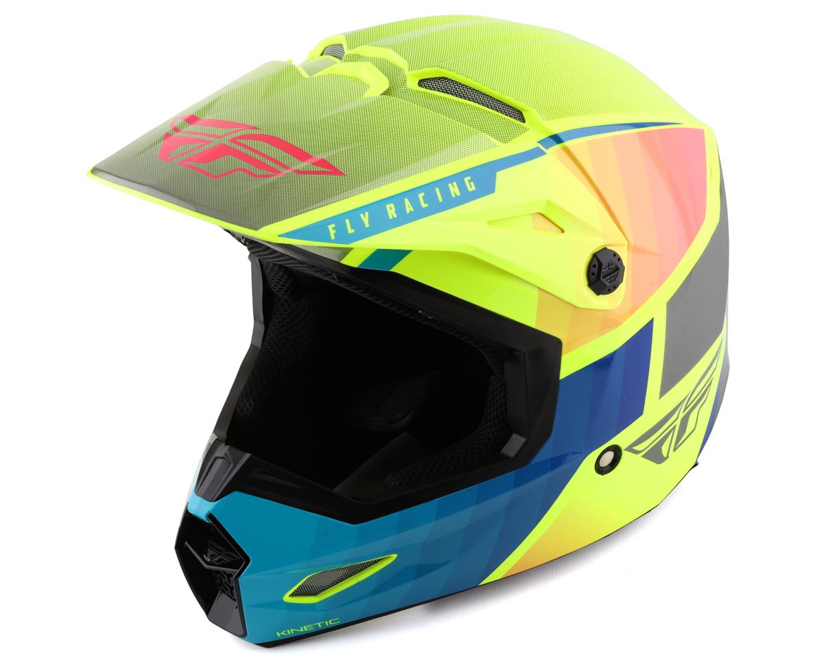 Fly Racing Kinetic Drift Helmet (Blue/Hi-Vis/Charcoal) - Performance ...