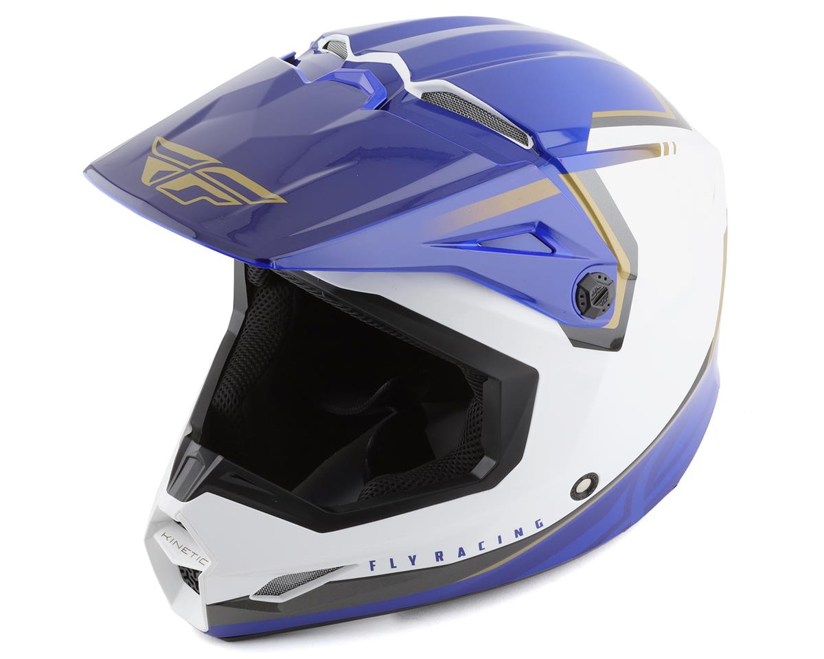 Fly Racing Kinetic Vision Full Face Helmet (White/Blue) (Youth S) - 73-8654YS