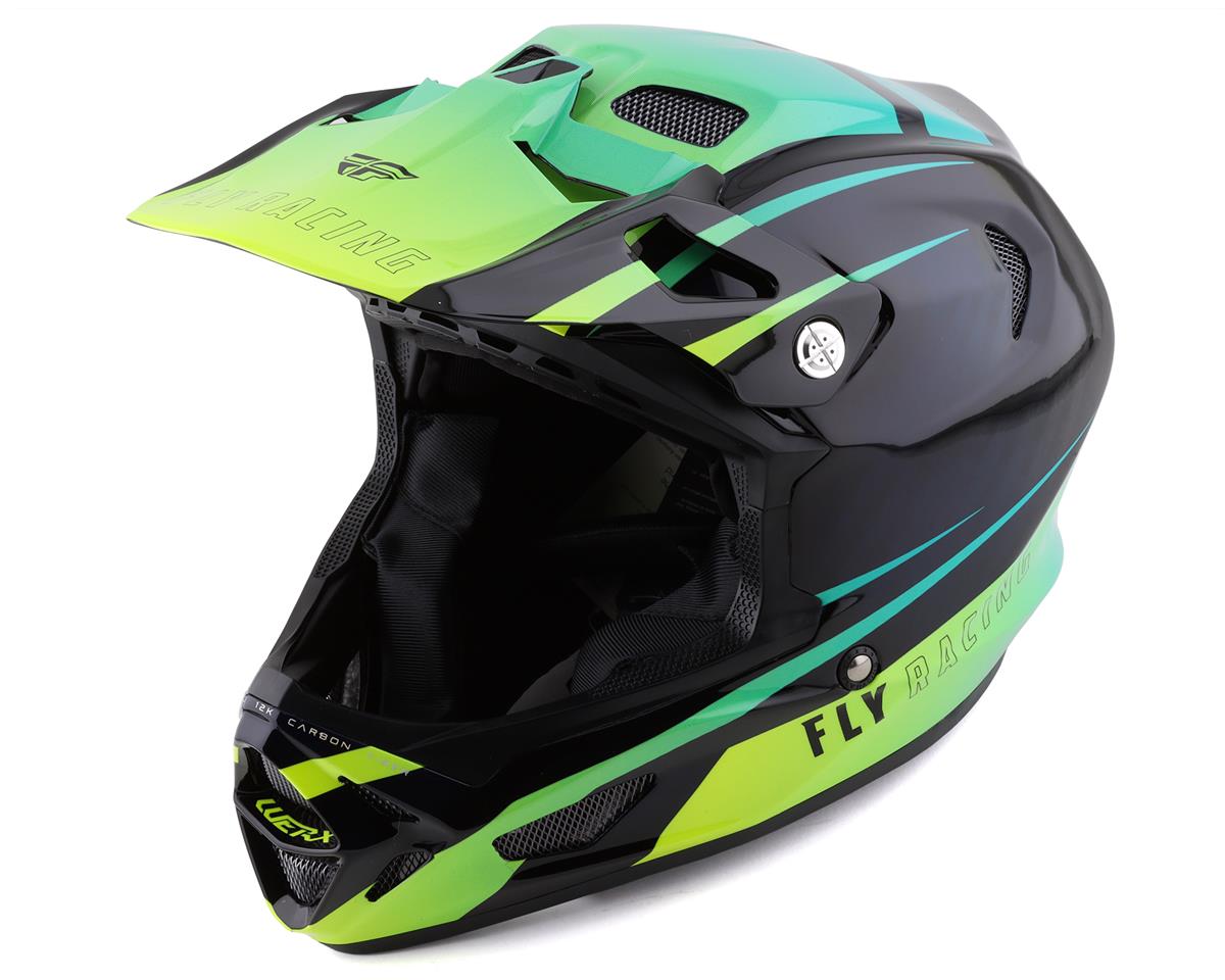 Fly Racing Werx-R Carbon Full Face Helmet (Hi-Viz/Teal/Carbon) (S) - 73-9223S