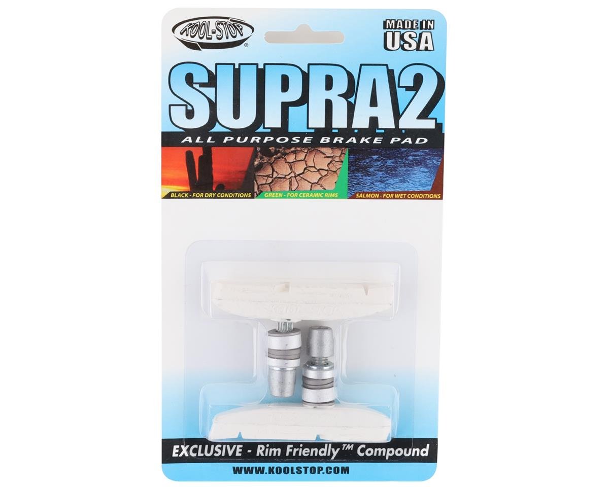Kool Stop Supra 2 Brake Pads (White) (1 Pair) (All-Weather Compound) (Threaded)