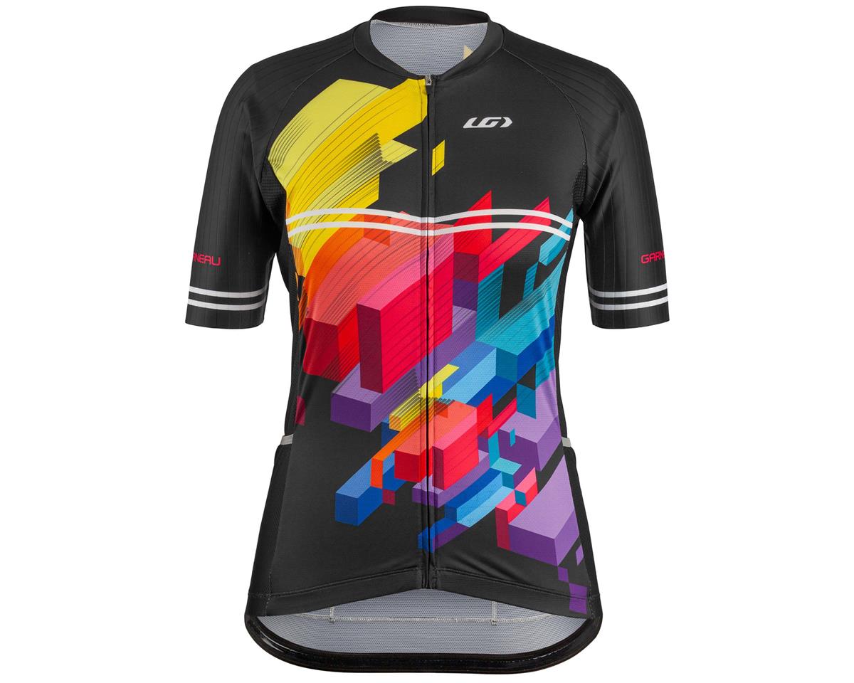 Louis Garneau Women's District 2 Short Sleeve Jersey (Black Multi) (L) - 1042176-8IE-L