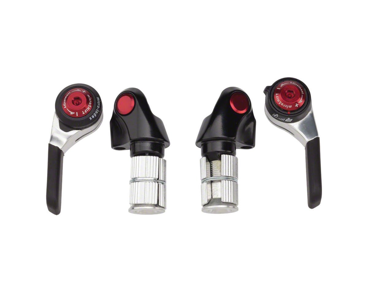Microshift Road Bar End Shifters (Silver/Red) (Pair) (2/3 x 10 Speed) (Shimano Compatible)