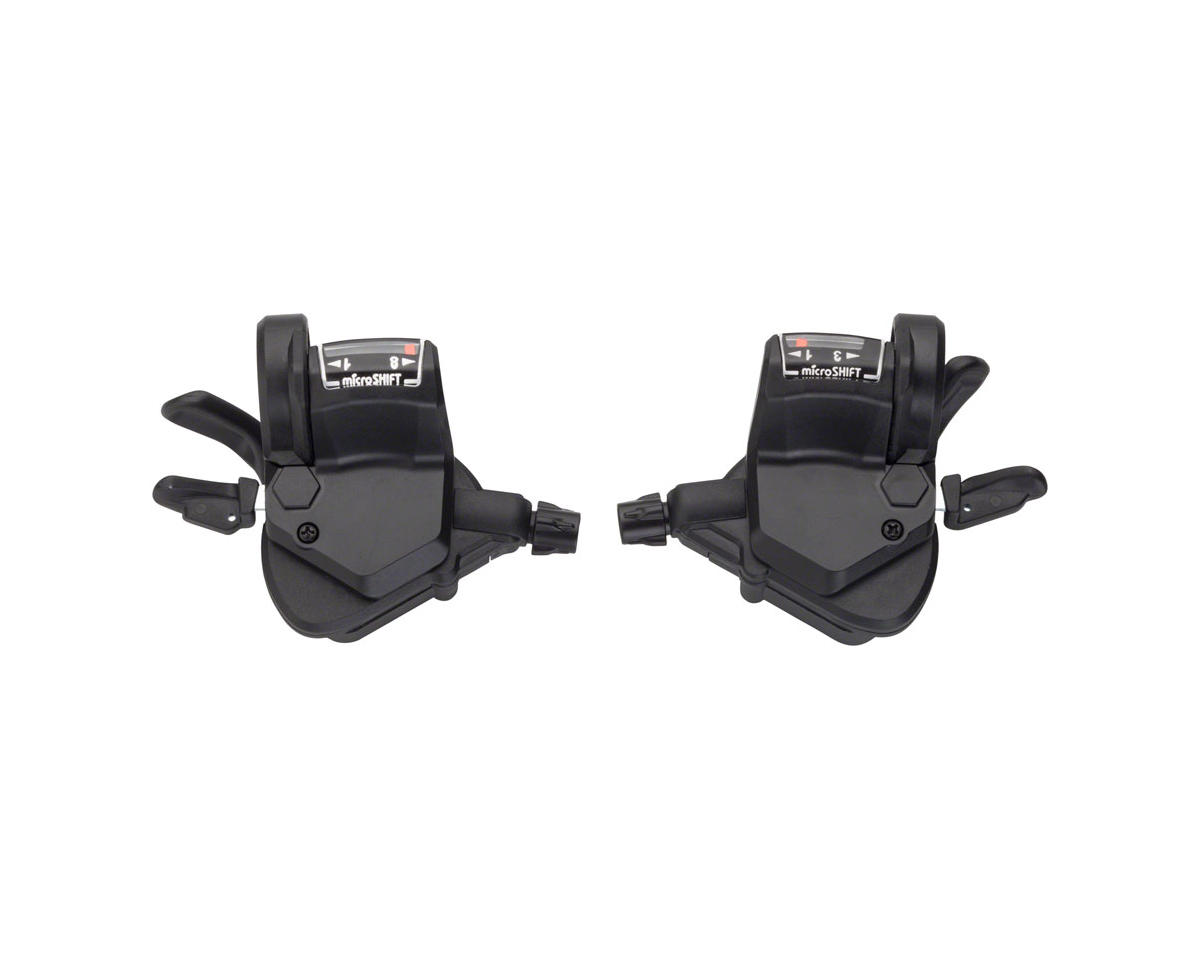 Microshift Mezzo TS39 Thumb-Tap Trigger Shifters (Black) (Pair) (3 x 8 ...