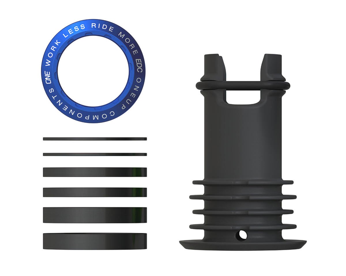 OneUp Components EDC Threaded Top Cap (Dark Blue) (1 1/8") (Alloy) (Includes Headset Spacers)