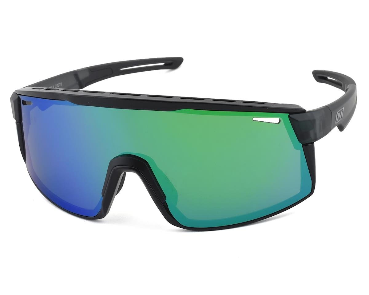 Optic Nerve Fixie Max Sunglasses (Matte Crystal Grey/Shiny Black) (Smoke/Green Mirror Lens)
