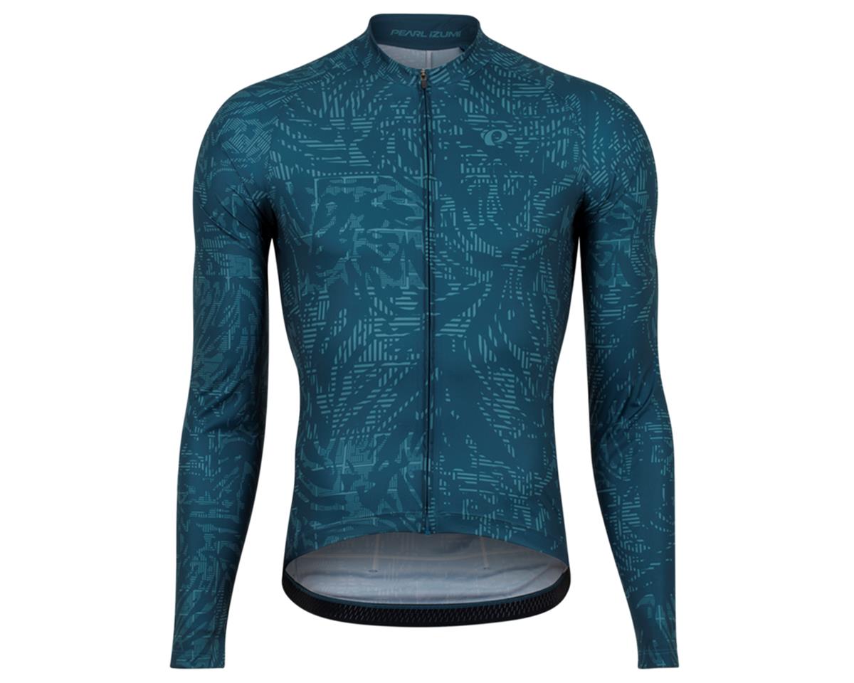 Pearl Izumi Men's Attack Long Sleeve Jersey (Ocean Blue Hatch Palm) (S) - 11122005H9IS