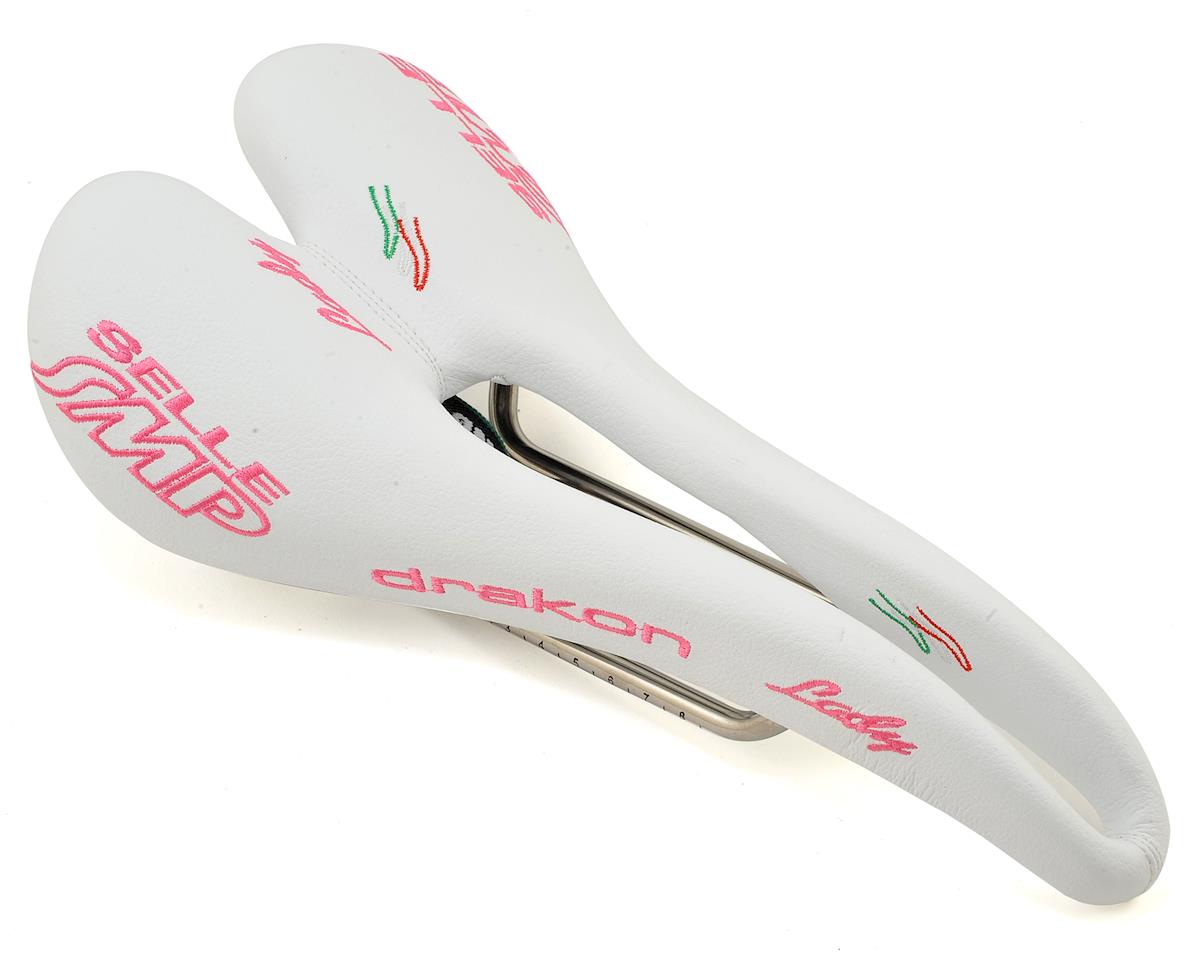 Selle SMP Drakon Lady's Saddle (White/Pink) (AISI 304 Rails) (139mm)