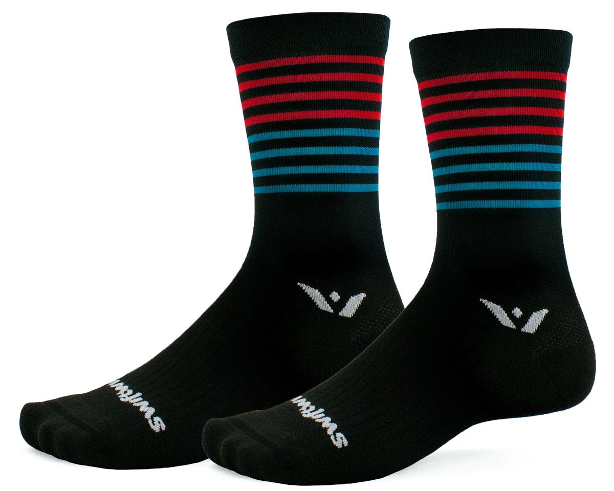 Swiftwick Aspire Seven Socks (Stripe Red/Blue) (L) - 7CLP0ZZ-L