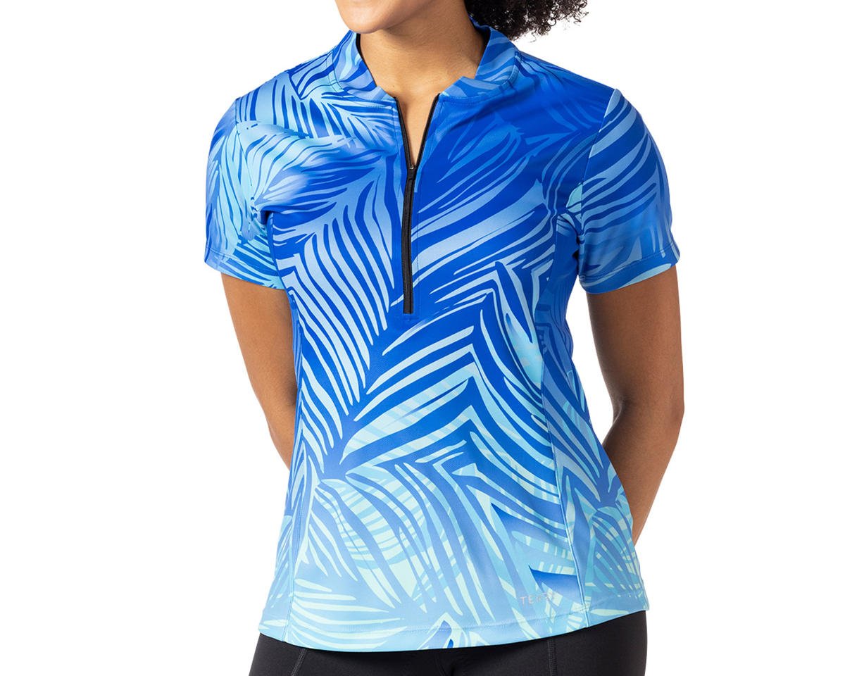 Terry Women's Actif Short Sleeve Jersey (Blue Palm) (L) - 630840A4BX4