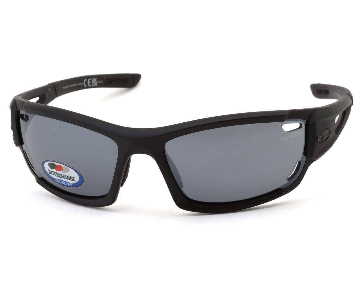 Tifosi Dolomite 2.0 Sunglasses (Matte Black) (Smoke, AC Red & Clear Lenses) - 1020100101