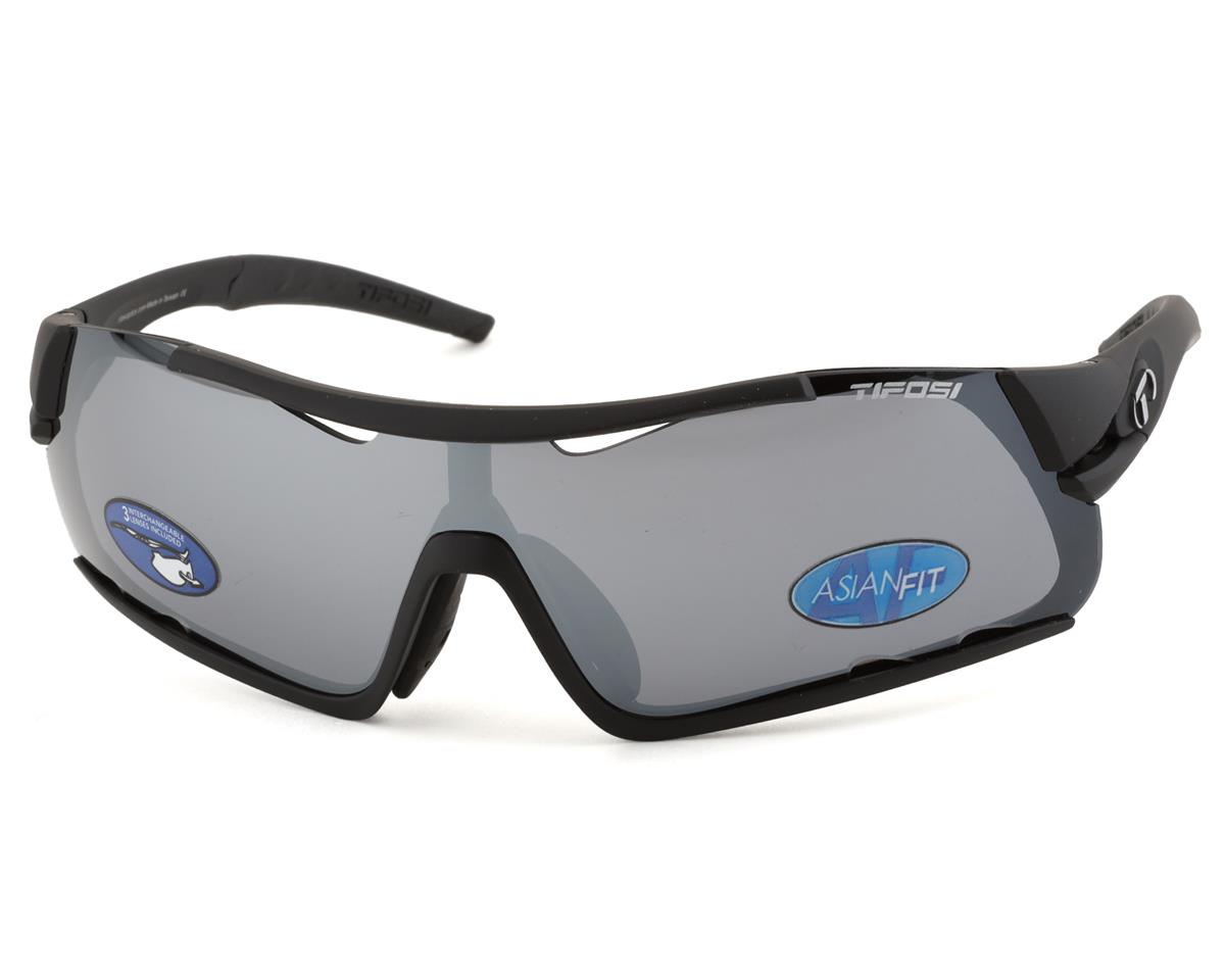 Tifosi Davos Sunglasses (Matte Black) (Smoke, AC Red & Clear Lenses) (Asian Fit) - 1510100101