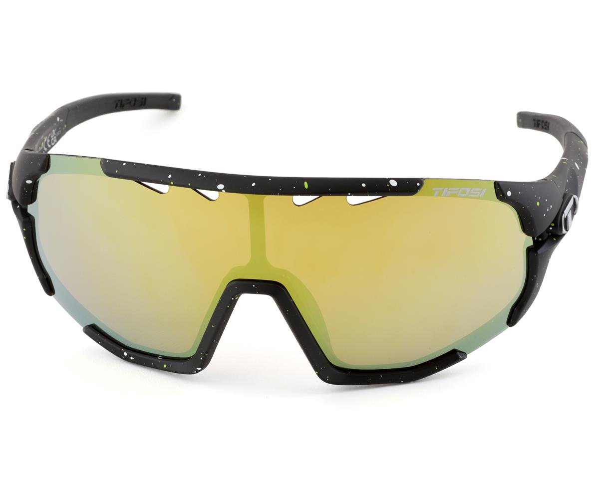 Tifosi Sledge Sunglasses (Cosmic Black) (Clarion Yellow/AC Red/Clear Lenses) - 1630112427