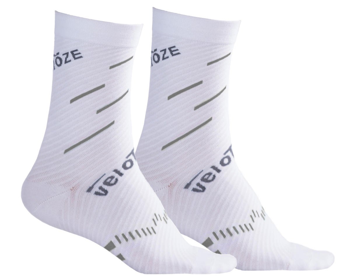 VeloToze Active Compression Cycling Socks (White/Grey) (L/XL) - CSC-WHG-01-LXL