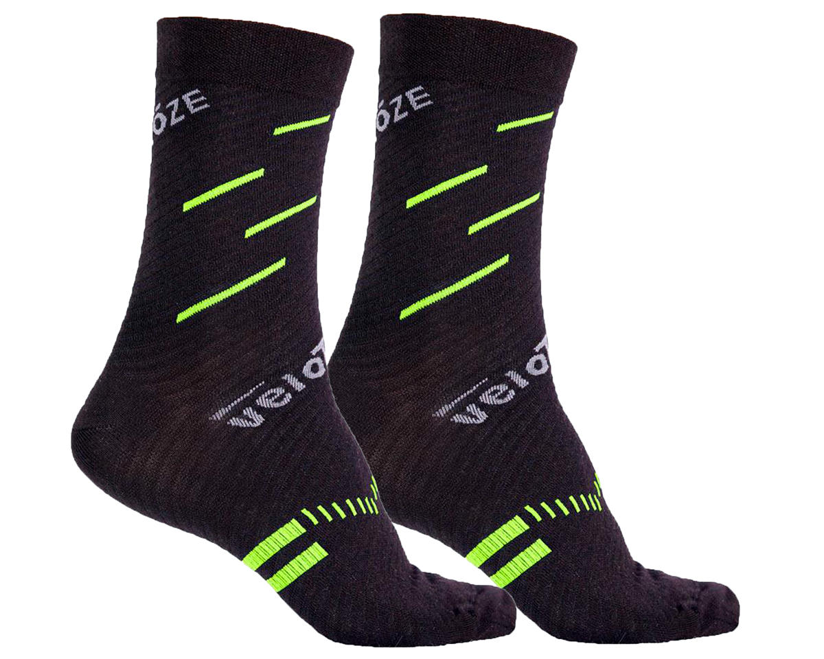 VeloToze Active Compression Wool Socks (Black/Yellow) (L/XL) - CSW-BLY-06-LXL